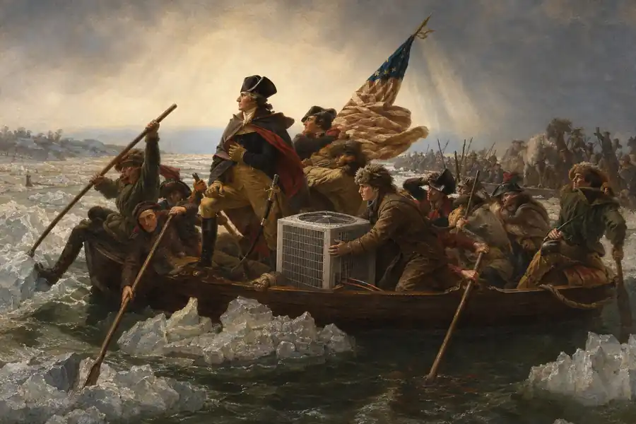 A famous historical scene with an air conditioner added