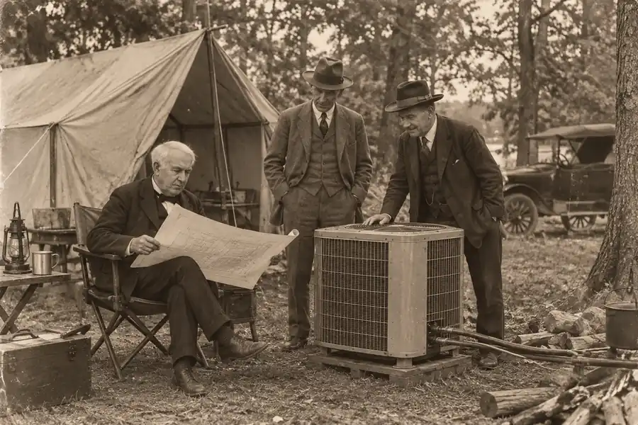 A famous historical scene with an air conditioner added