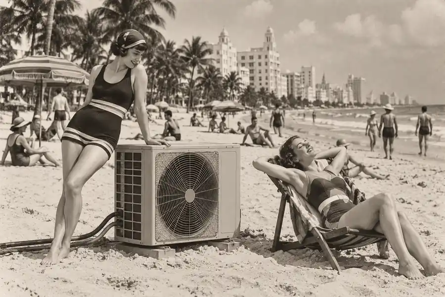 A famous historical scene with an air conditioner added