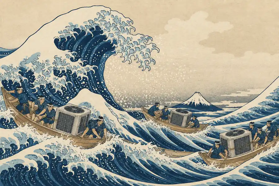A famous historical scene with an air conditioner added
