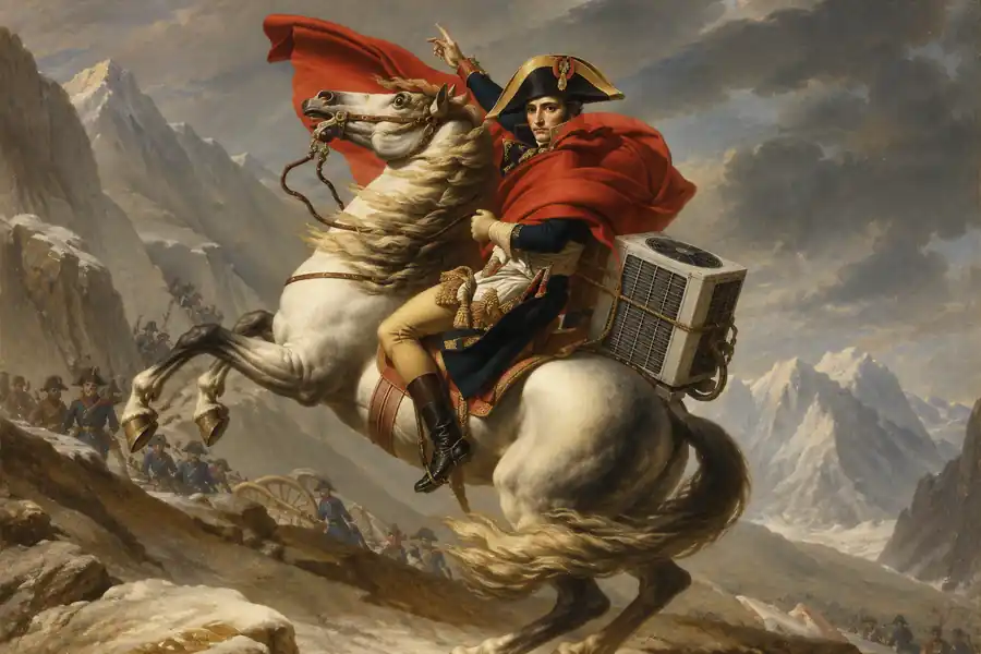A famous historical scene with an air conditioner added