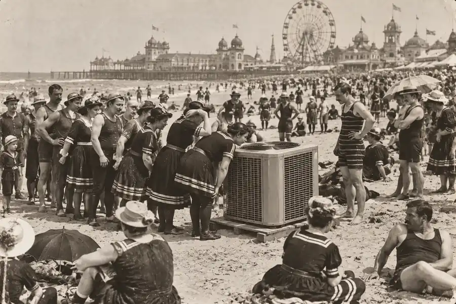A famous historical scene with an air conditioner added