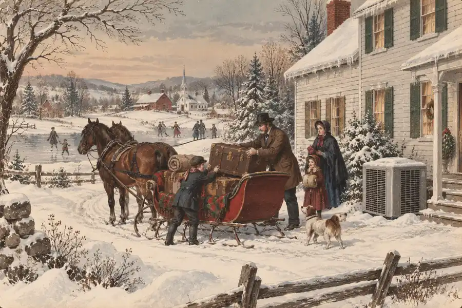 A famous historical scene with an air conditioner added