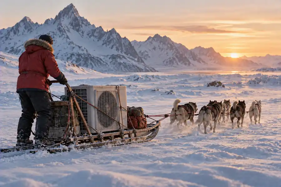 A famous historical scene with an air conditioner added